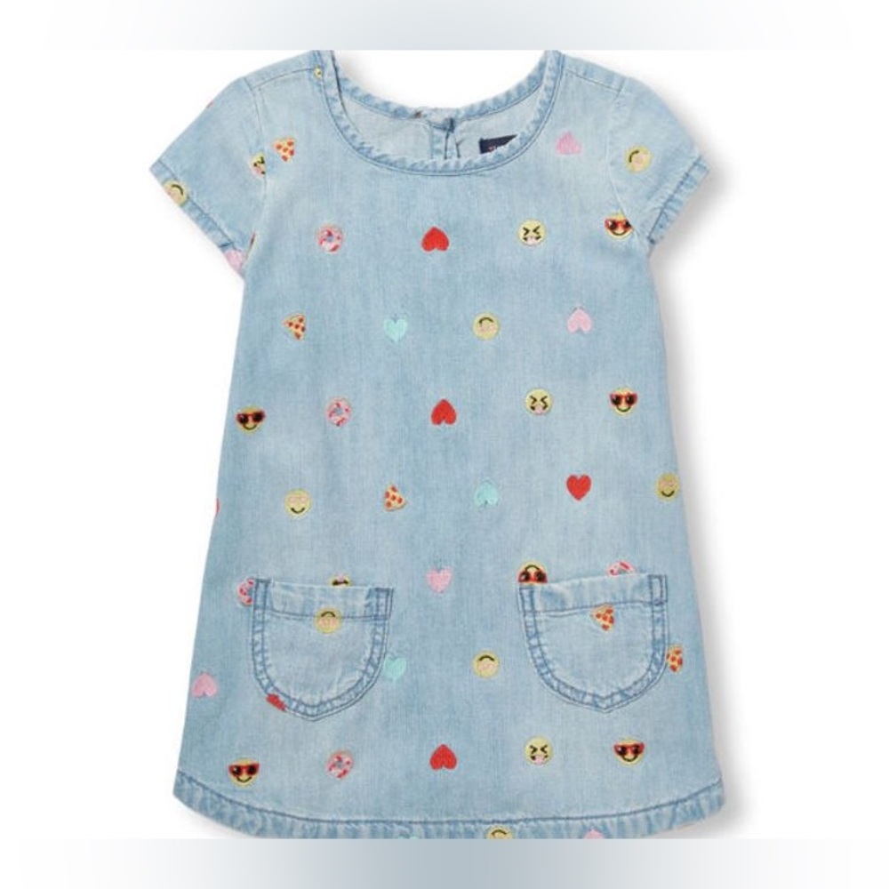 Children’s Place chambray emoji print dress